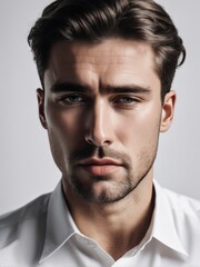 Obraz premium Sad desperate grieving crying man with tears eyes during trouble