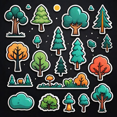 Forest trees stickers