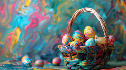 easter eggs in a basket Vibrant Van Gogh Style Textured Colorful Artistic Spring Celebration