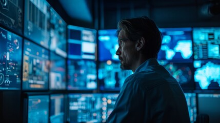 Security Professional Monitoring Surveillance Footage