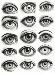 Various human eye drawings