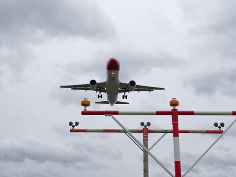 Landing airplane in Kloten Zurich Airport