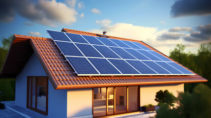 Fototapeta premium Solar panels and blue sky, photovoltaic background