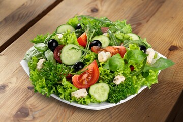 Tasty fresh Greek salad with vegetables