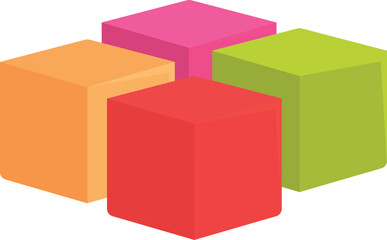 Fototapeta premium Cubes colorful icon cartoon vector. Castle play. Piece cube tower