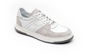 Comfortable sneakers for men on a white background.