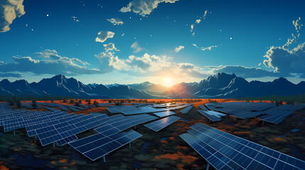 Solar panels and blue sky, photovoltaic background - obrazy, fototapety, plakaty