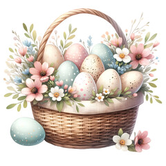 Easter Basket Eggs Flowers Illustration 