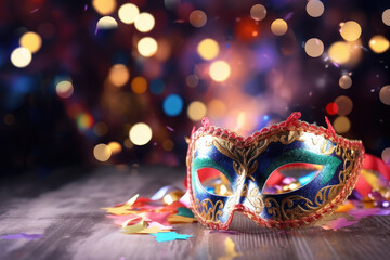 Closeup of venetian, mardi gras mask or disguise