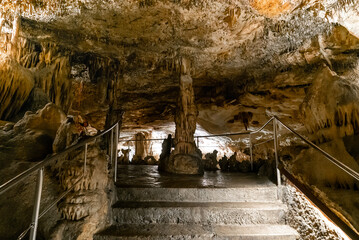 stairs leading up into the Cuevas del Drach caves in Porto Cristo in eastern Mallorca
