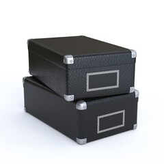 Two black storage boxes 3D