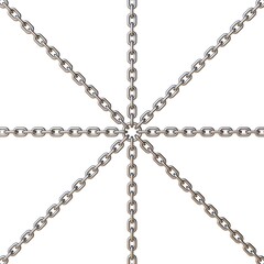 Four crossing steel chains 3D