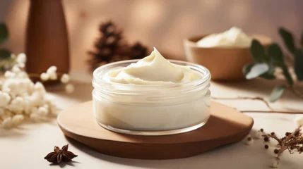 Fotobehang Concept of skin care cosmetics. Cream with extract of Shea butter © brillianata