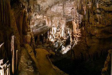 view of the rock formations inside the Cuevas del Drach in eastern Mallorca