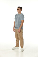 Naklejka premium offended frustrated young man on white background. sadness