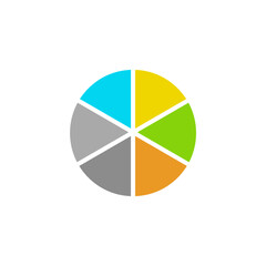 Pie chart sections or steps. Circle icons for infographic, UI, web design, business presentation.
