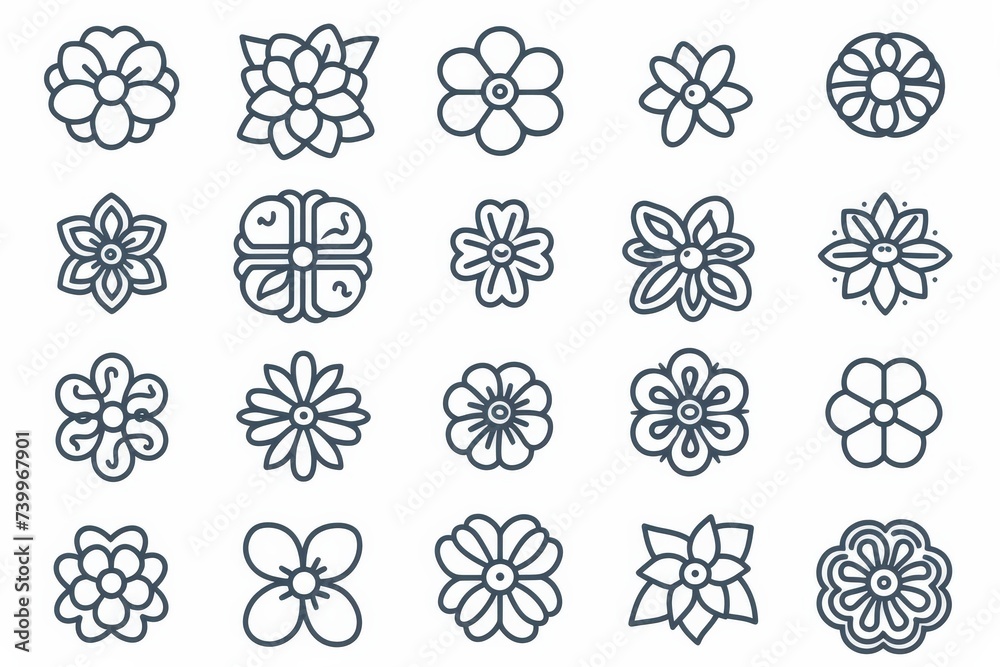 Aufkleber flower icon set. editable pictograms isolated on a white background. trendy outline icons for web de