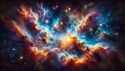 Fototapeta premium Vibrant Cosmic Nebula in Deep Space