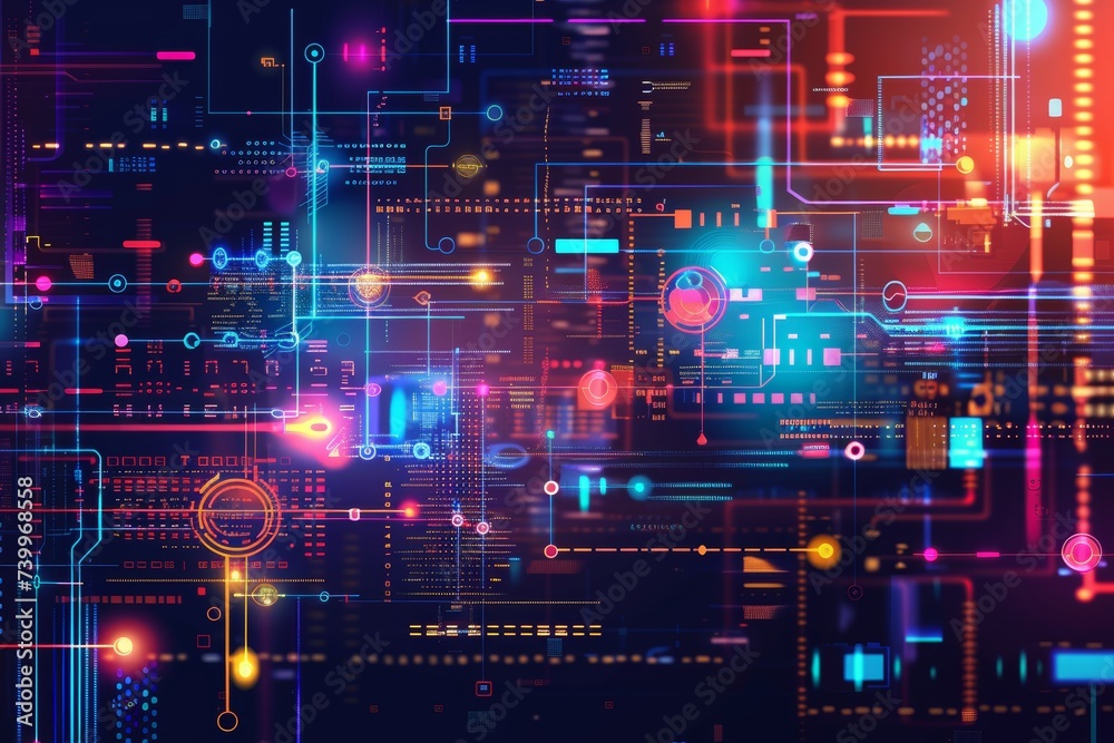 Fototapete Concept of digital transformation. System engineering. Binary code. Programming.