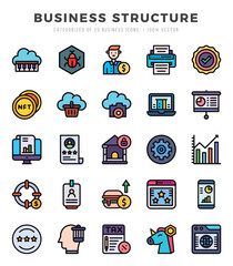 Business Structure Lineal Color icons collection. Lineal Color icons pack. Vector illustration