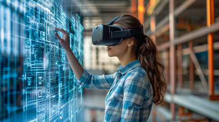 Exploring Virtual Reality in a Modern Warehouse Generative AI image
