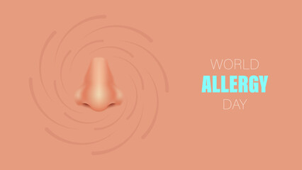 World allergy day.Realistic human nose, vector illustration - obrazy, fototapety, plakaty