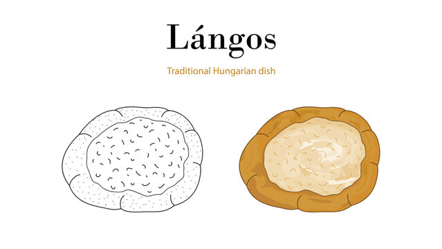 Langos is a traditional Hungarian dish. It is often served with garlic and cheese