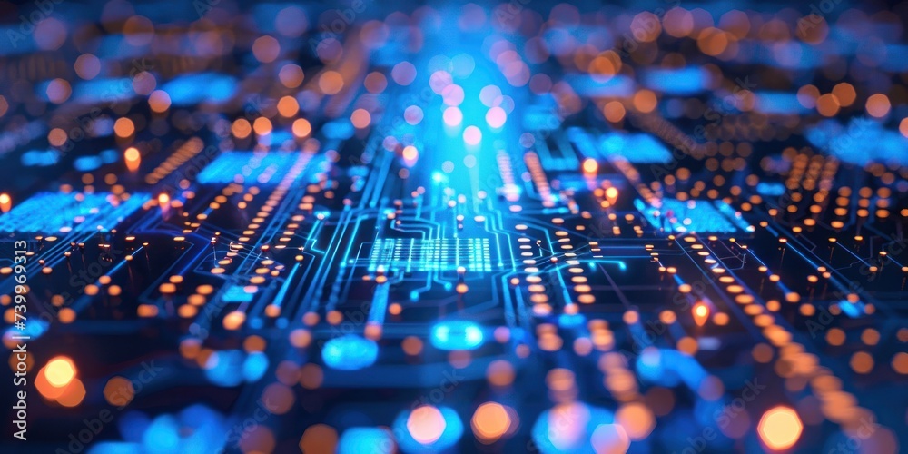 Poster close up of technology circuit board showcasing intricate world of digital electronics and computing