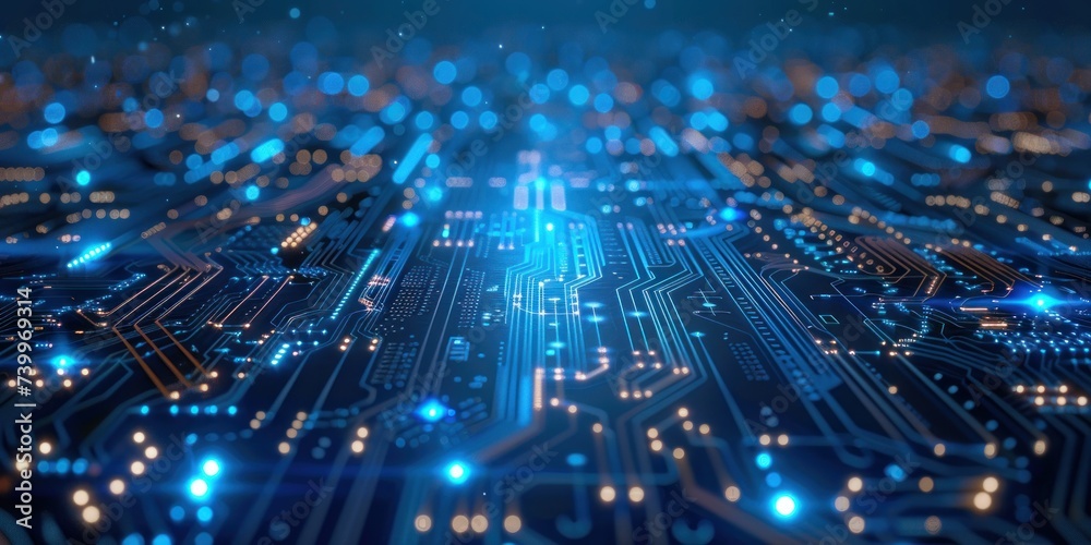 Poster close up of technology circuit board showcasing intricate world of digital electronics and computing