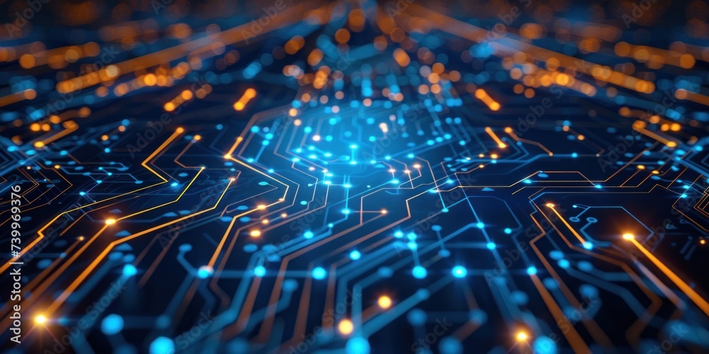 Poster close up of technology circuit board showcasing intricate world of digital electronics and computing