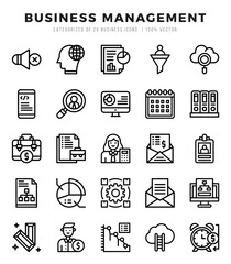 Collection of Business Management 25 Lineal Icons Pack.