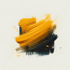 Yellow paint brush stroke isolated on white background