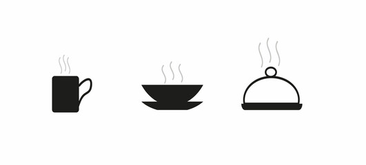 icons hot food concept, food and drinks icon set, flat  illustration