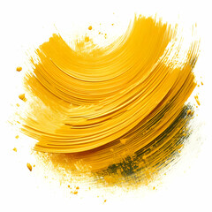 Yellow paint brush stroke isolated on white background