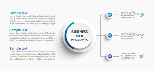 Modern business infographic template with 3 options or steps	 - obrazy, fototapety, plakaty