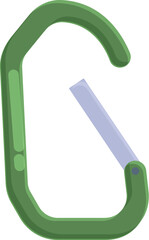 Safety lock carbine icon cartoon vector. Clasp tool. Rope buckle metal