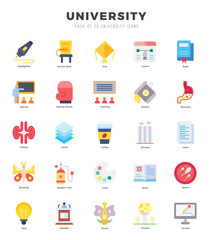 University icons set. Vector illustration.