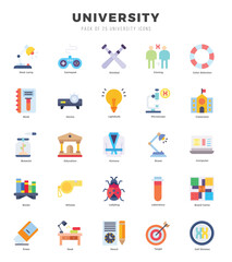 University Icons Pack. Flat icons set. Flat icon collection set.