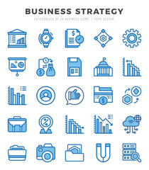 Vector icons set of Business Strategy. Two Color style Icons.