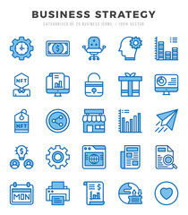 Collection of Business Strategy 25 Two Color Icons Pack.