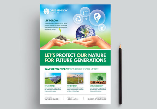 Green Energy Flyer Layout with Green Accents