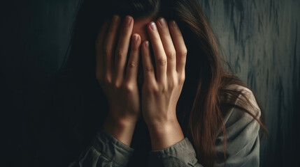 Obraz premium A young woman is depressed because of life problems