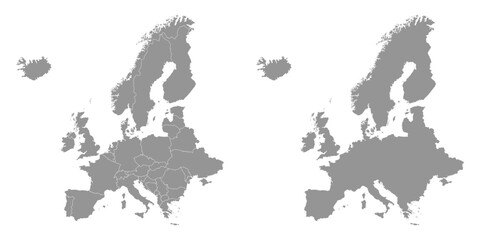 Naklejka premium Gray Europe map. Vector illustration.