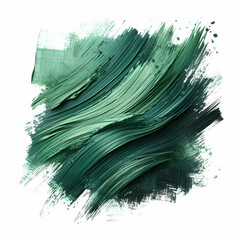 Green paint brush stroke isolated on white background