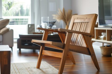 stylish wooden chair in a modern living room setting