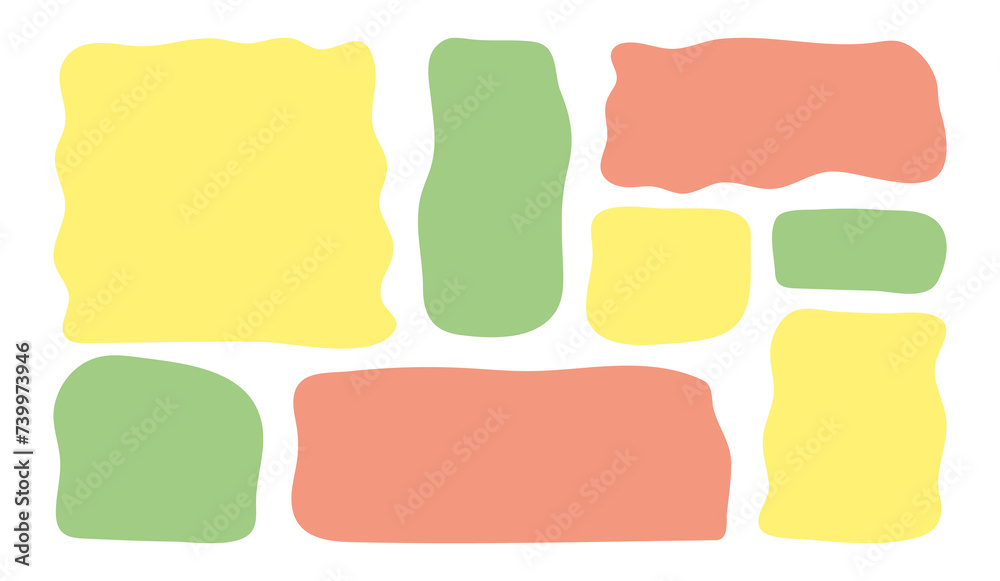 Poster hand drawn minimalist multicolored textbox set. blank quote frames template collection in doodle sty