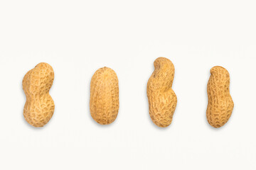 Peanut isolated on white background. Organic peanuts in shell