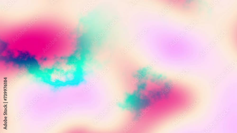 Fototapete Seamless abstract psychedelic wavy background for loop playback. 4k video. Cloudy nebula background. Natural retro colors.