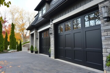 Modern Black Garage Doors with White Trim: Enhancing Your Exterior Design