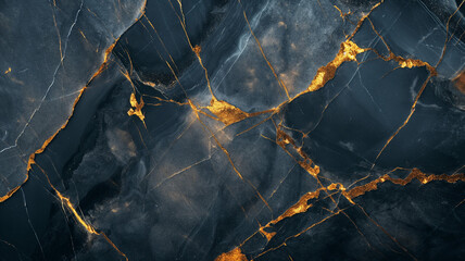Golden Veins on Dark Marble Texture - obrazy, fototapety, plakaty